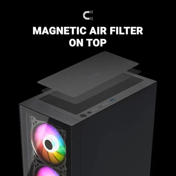 Ant Esports Pepper 5F Mid-Tower Dual Color Computer Case/Gaming Cabinet - Black/White | Support ATX, Micro-ATX, Mini-ITX | Pre-Installed 5 ARGB Fans - Image 11