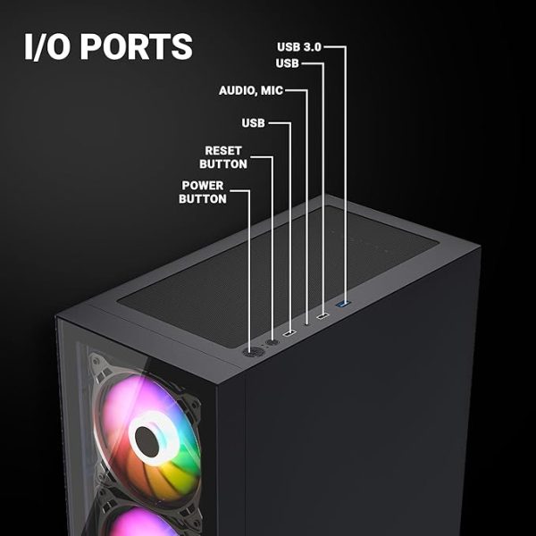 Ant Esports Pepper 5F Mid-Tower Dual Color Computer Case/Gaming Cabinet - Black/White | Support ATX, Micro-ATX, Mini-ITX | Pre-Installed 5 ARGB Fans - Image 2