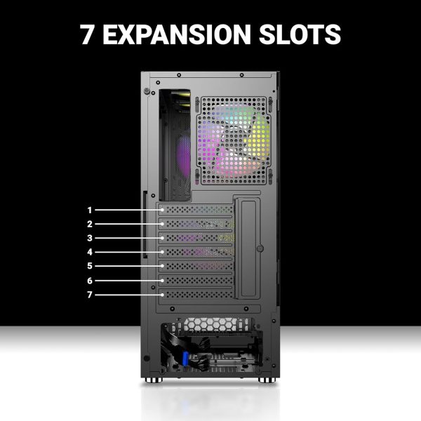 Ant Esports Pepper 5F Mid-Tower Dual Color Computer Case/Gaming Cabinet - Black/White | Support ATX, Micro-ATX, Mini-ITX | Pre-Installed 5 ARGB Fans - Image 8
